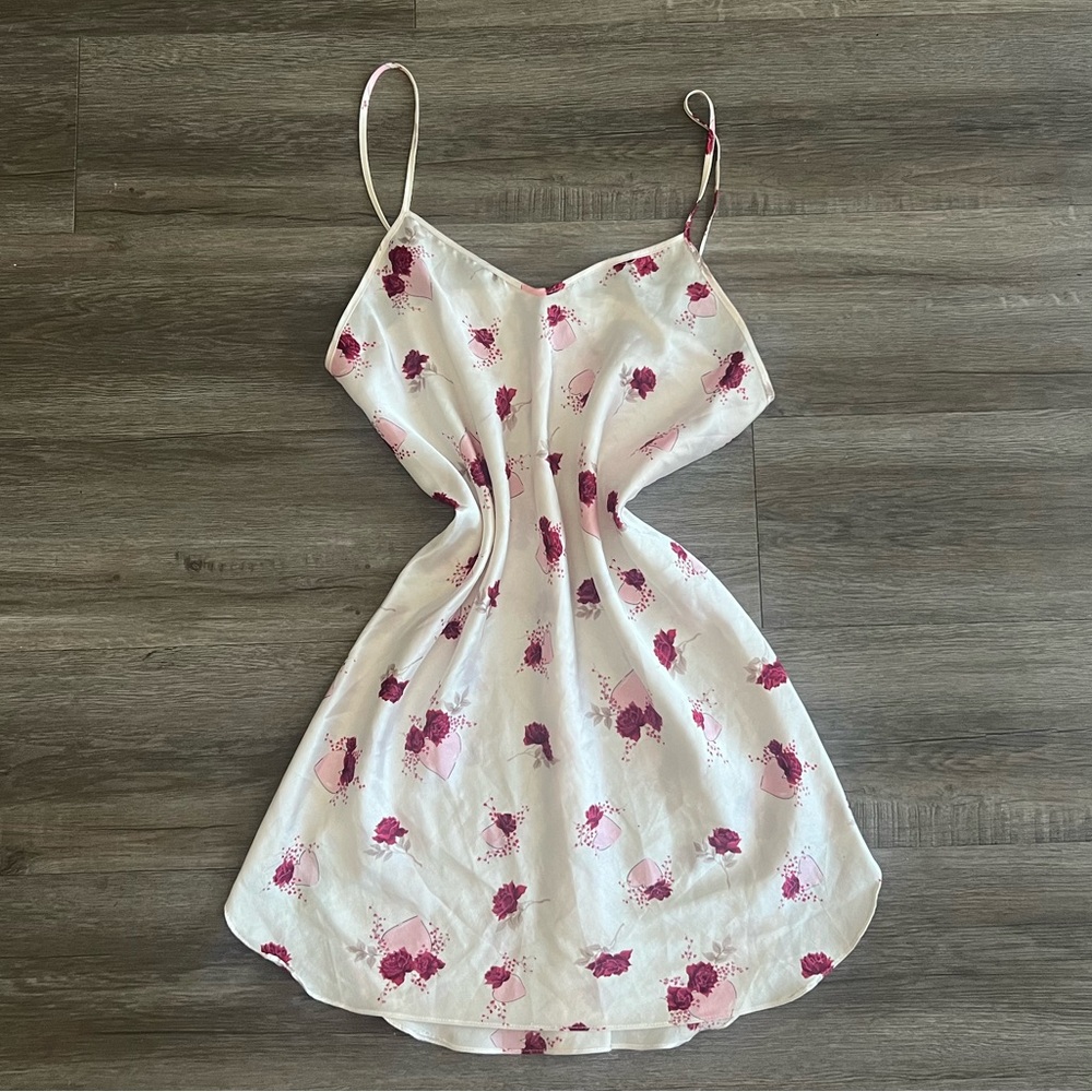 Vintage Sweetheart Floral Chemise Nightie Slip Dress